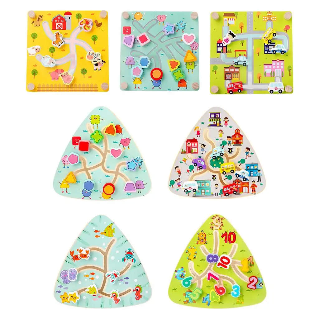 パズル木製迷路ボード就学前数学学習教育玩具細かい色認識ギフト 3 歳の子供