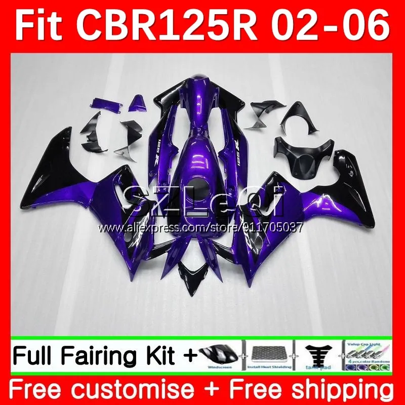 Body Kit For HONDA CBR125R CBR125RR CBR 125CC 125R 02 03 04 05 06 Purple black 22No.7 CBR-125R 2002 2003 2004 2005 2006 Fairing