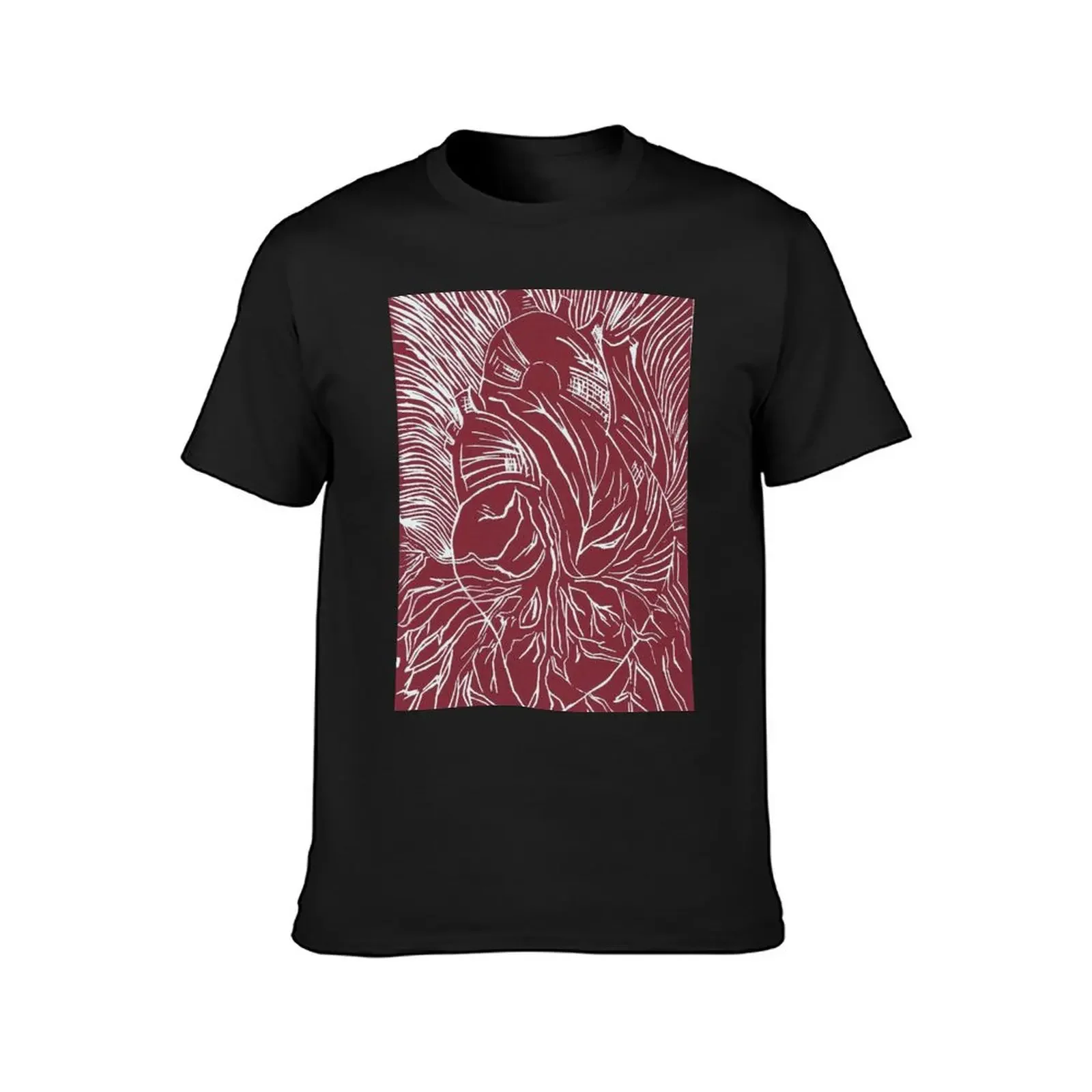 Heart Linocut Relief Print T-Shirt plain Short sleeve tee t shirts for men pack