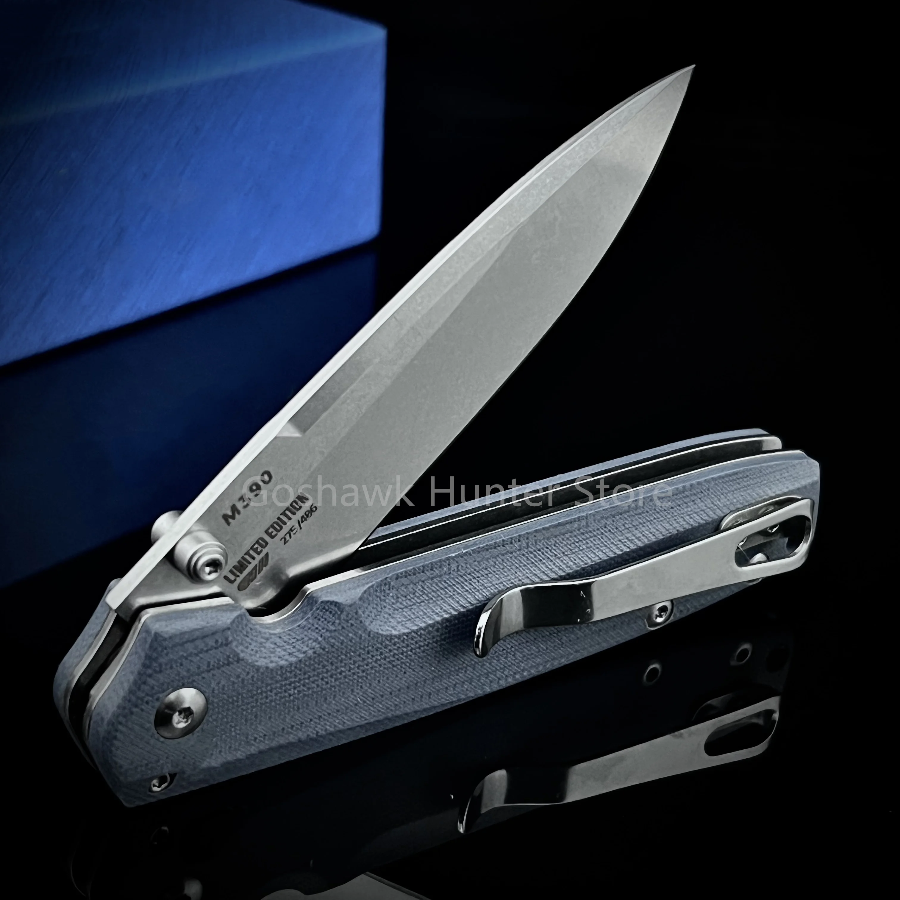 

Huaao 485 Pocket Folding Knife M390 Satin Plain Blade G10 Handles Tactical Survival Hunting Camping EDC Flipper Knife Clip Tool