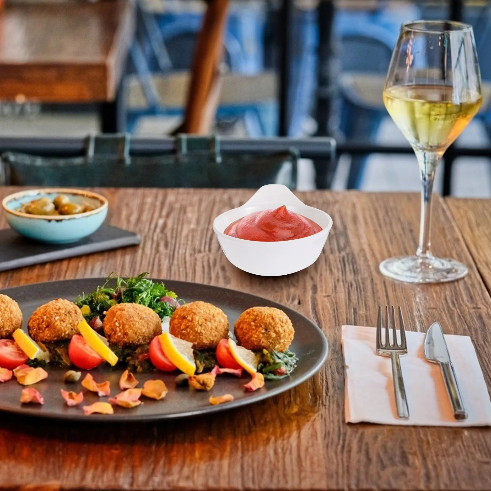 

4 pcs Monaural Sauce Dipping Bowl Food Grade Plastic Seasoning Dish For Home Kitchen Camping Bbq Thickened Condiment Storage