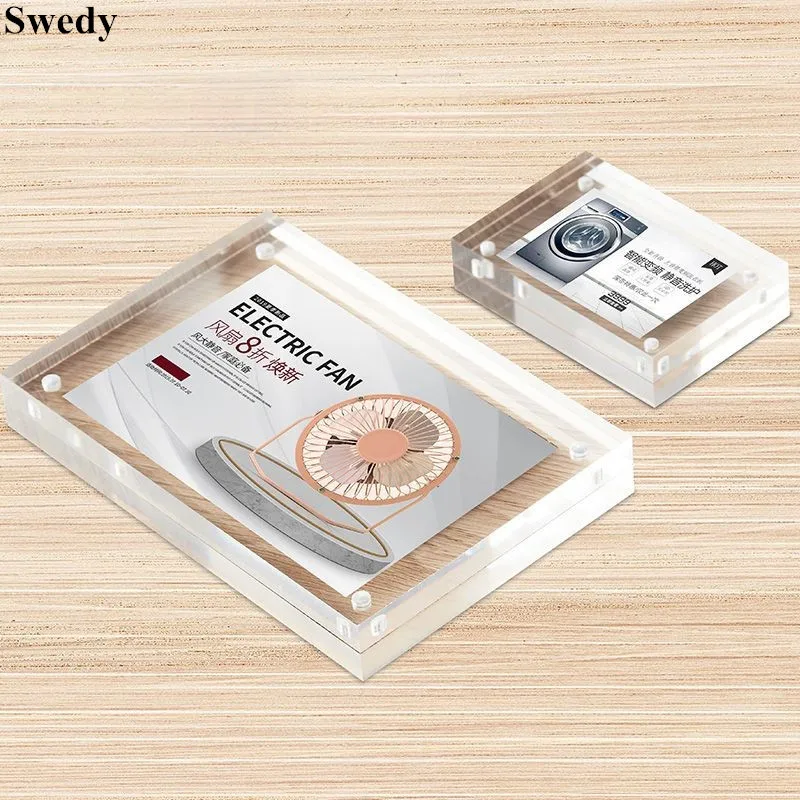 90x55mm Magnetic Acrylic Sign Holder Display Stand Mini Price Label Card Tags Blocks Photo Picture Frame