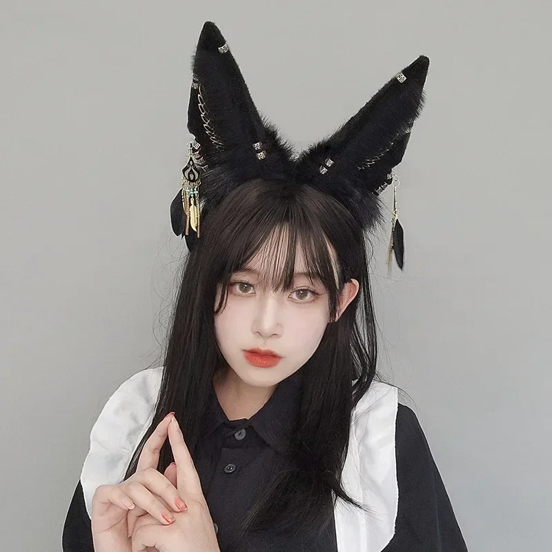 Anubis cosplay festa de halloween headwear santuário mulher homem de pelúcia artificial animal orelha bandana comic-con festa prop chapelaria novo