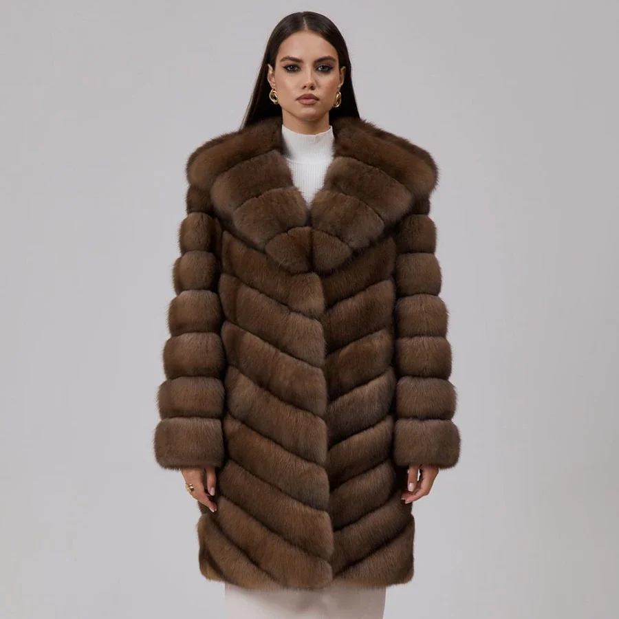 Real Fur Coat Women's Winter Jacket Natural Fox Fur Jackets Long Jackets 2024 Best Selling Luxury Genuine Fur Coat