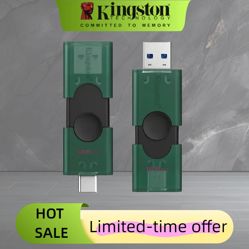 Kingston USB 3.2 Dual 128GB 256GB Type-C USB-A Flash Drive OTG Pendrive Memory Stick for iPhone 15 16 Original DTDEG2 U Disk