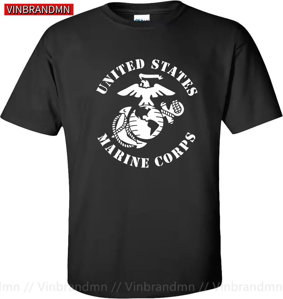 US Marines Chest T-Shirt White Emblem Crest Marine USMC Chest Shirt Men Unisex Short Sleeve Casual 100% Cotton T Shirt Camisetas