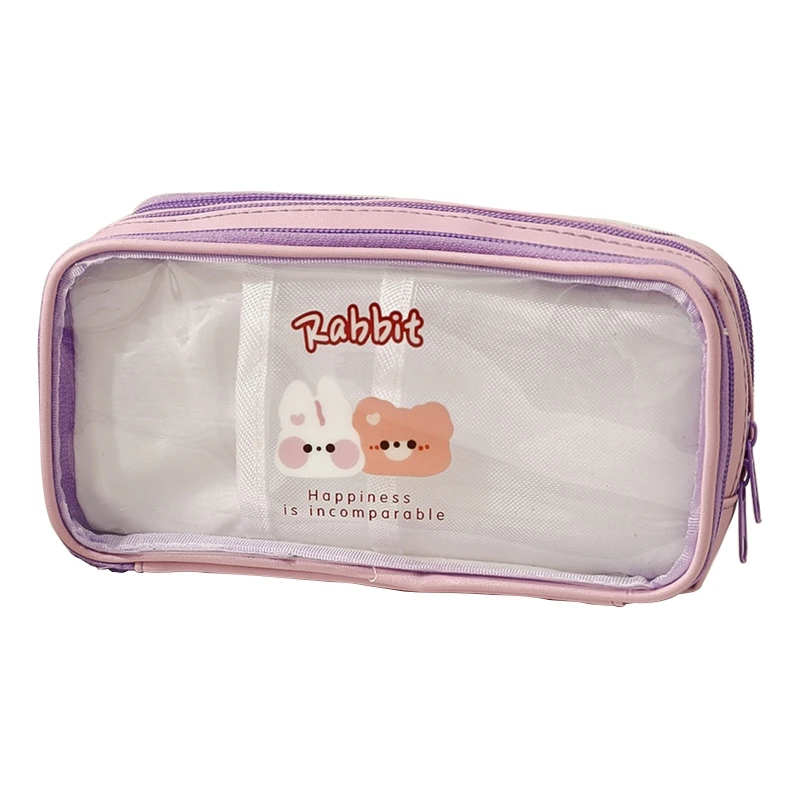 Y1UB Large Capacity Pen Bag Clear Pen for Case Waterproof Cosmetic Multi-layer Pencil for Case for School Student Girl