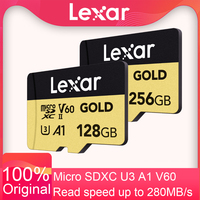 Lexar Professional GOLD 128GB 256GB microSDXC Card UHS-II C10 U3 V60 A1 4K UHD video Memory Card for Drones DJI action cameras