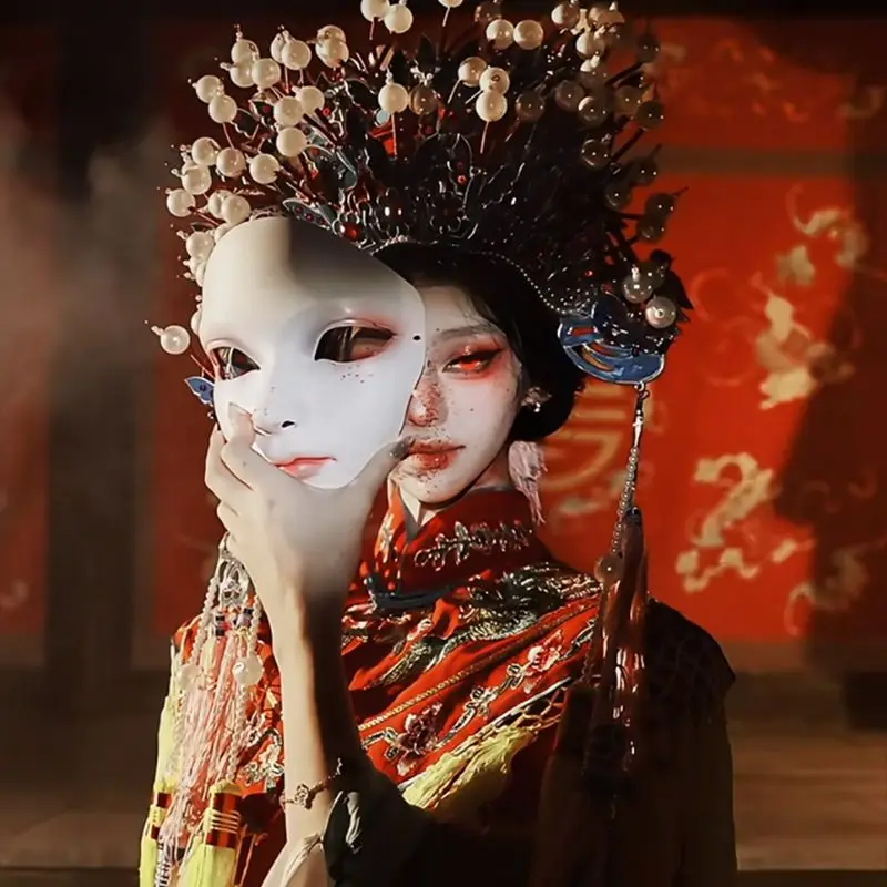 

TGCF Mask Women Peking Opera Mask handmade female mask cosplay party mask Halloween Cosplay Prop Mask