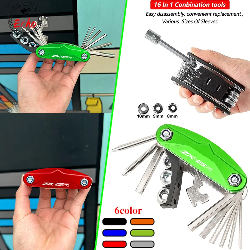 

With ''LOGO'' ZX6R Fit For Kawasaki ZX-6R ZX 6 R ZX6R 2009-2024 Universal Motorcycle CNC Accessories Tool Repair Screwdriver Set