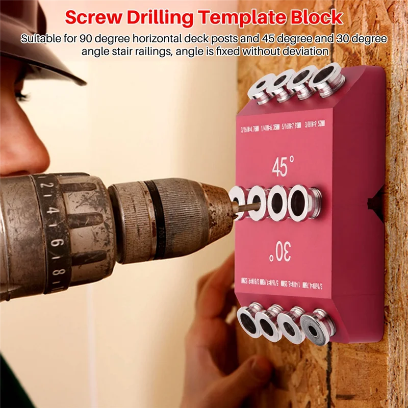 บาจี-30/45/90 °   มุมเจาะรูท่องเที่ยว Jig สําหรับมุมและรูตรง,สายราว Lag สกรูเจาะแม่แบบ, 2 ชิ้น