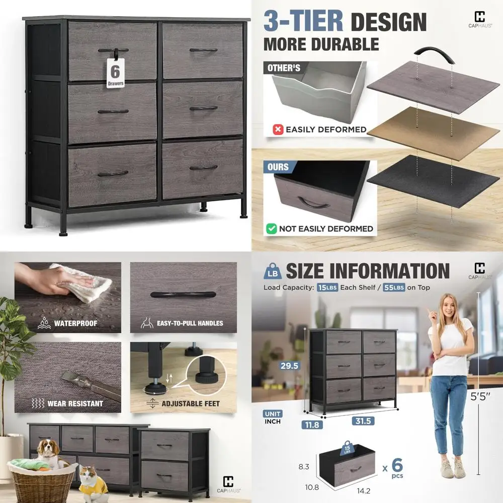 6-Bin Fabric Drawer… - image