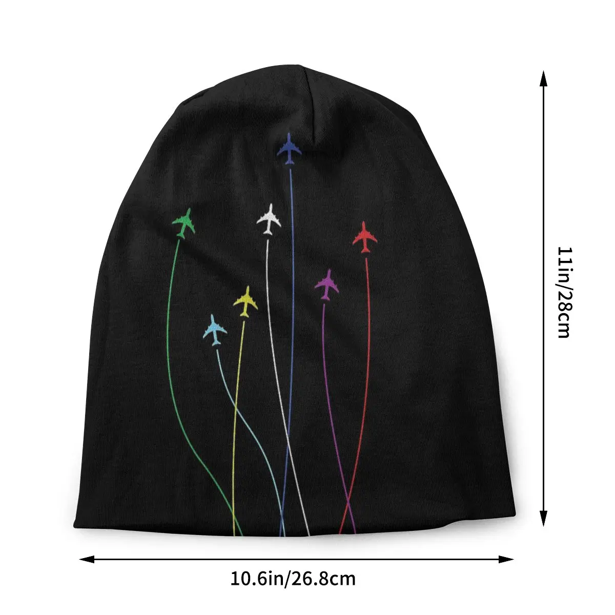 Rainbow Airplanes Flying On Eachother Airplane Pilot Hat Pullover Children Thin Warm Beanie Male Polyester Caps