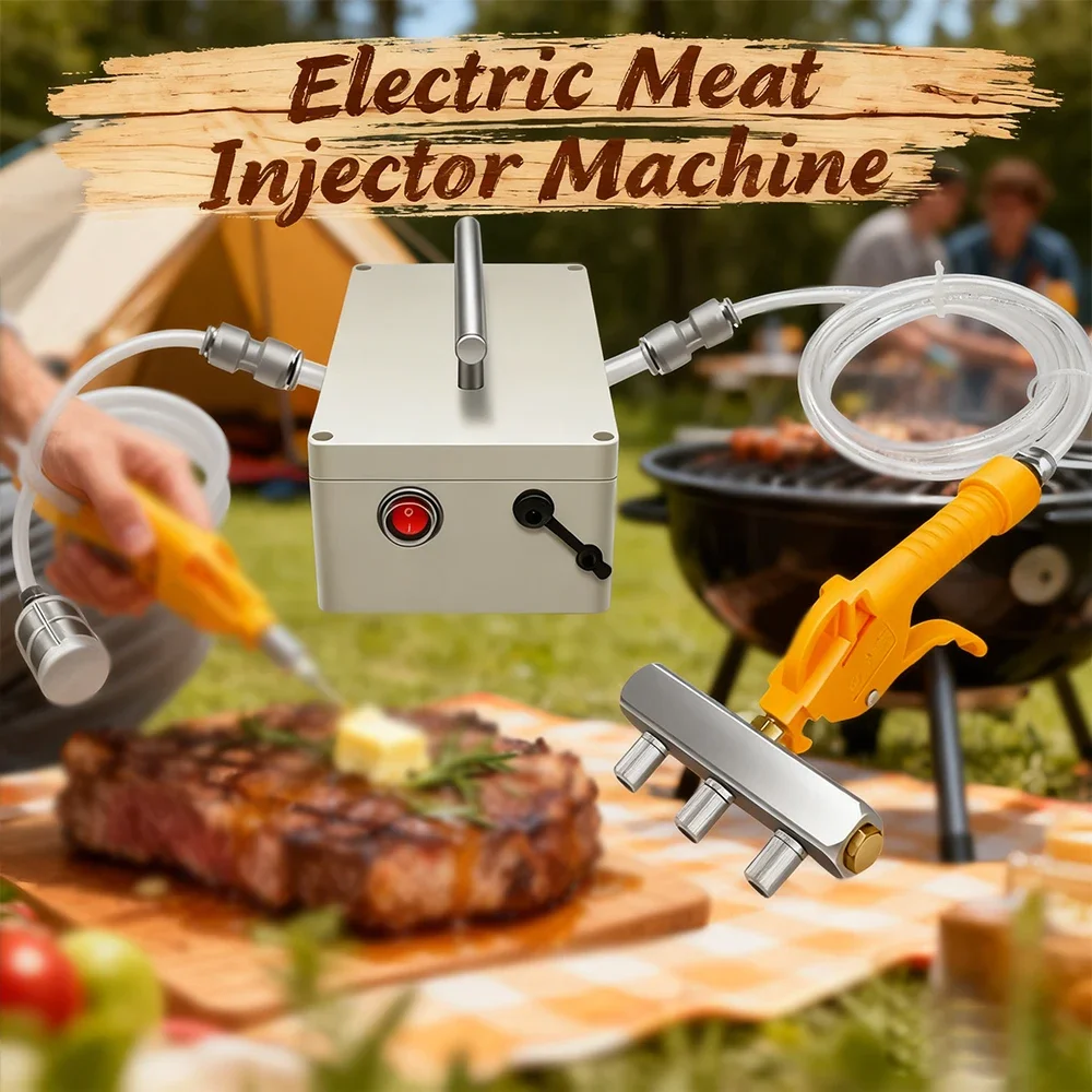 Electric Marinade Injector Machine Fast Marinating BBQ Meat Injector Home Use Meat Marinade Injector Gun for Pork Beef Chicken
