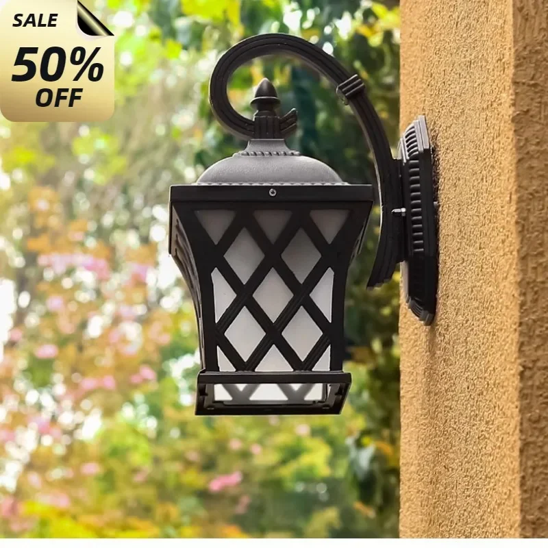 

Outdoor Wall Light Fixtures Vintage Porch Lamp Retro Sconce Black+Glass for Villa Balcony Aisle Garden Exterior Lighting