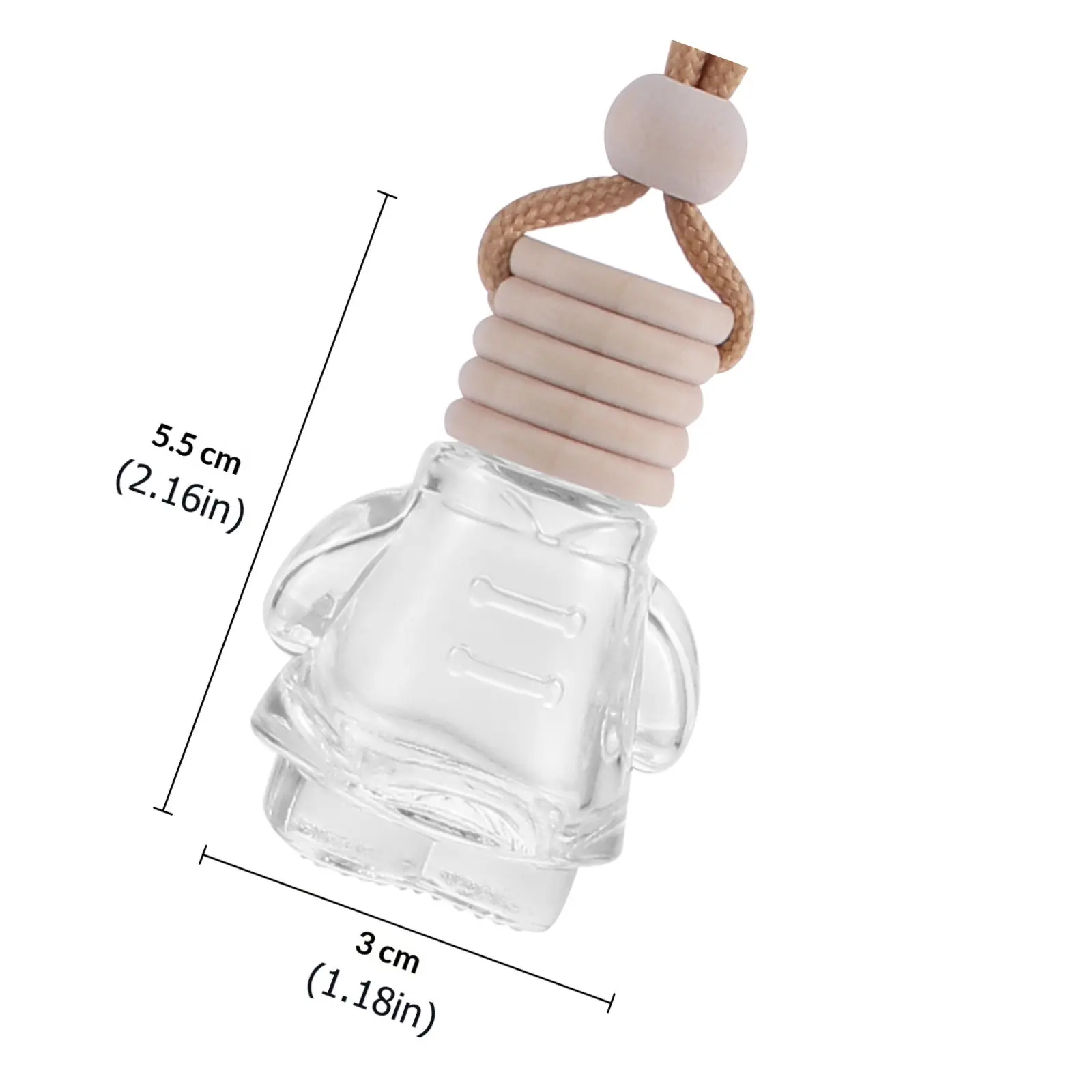 6Pcs Car Hanging Perfume Pendant Glass Bottle Wood Lid Air Purifier Car Diffuser Essential Oil Holder Auto Interior Hanging