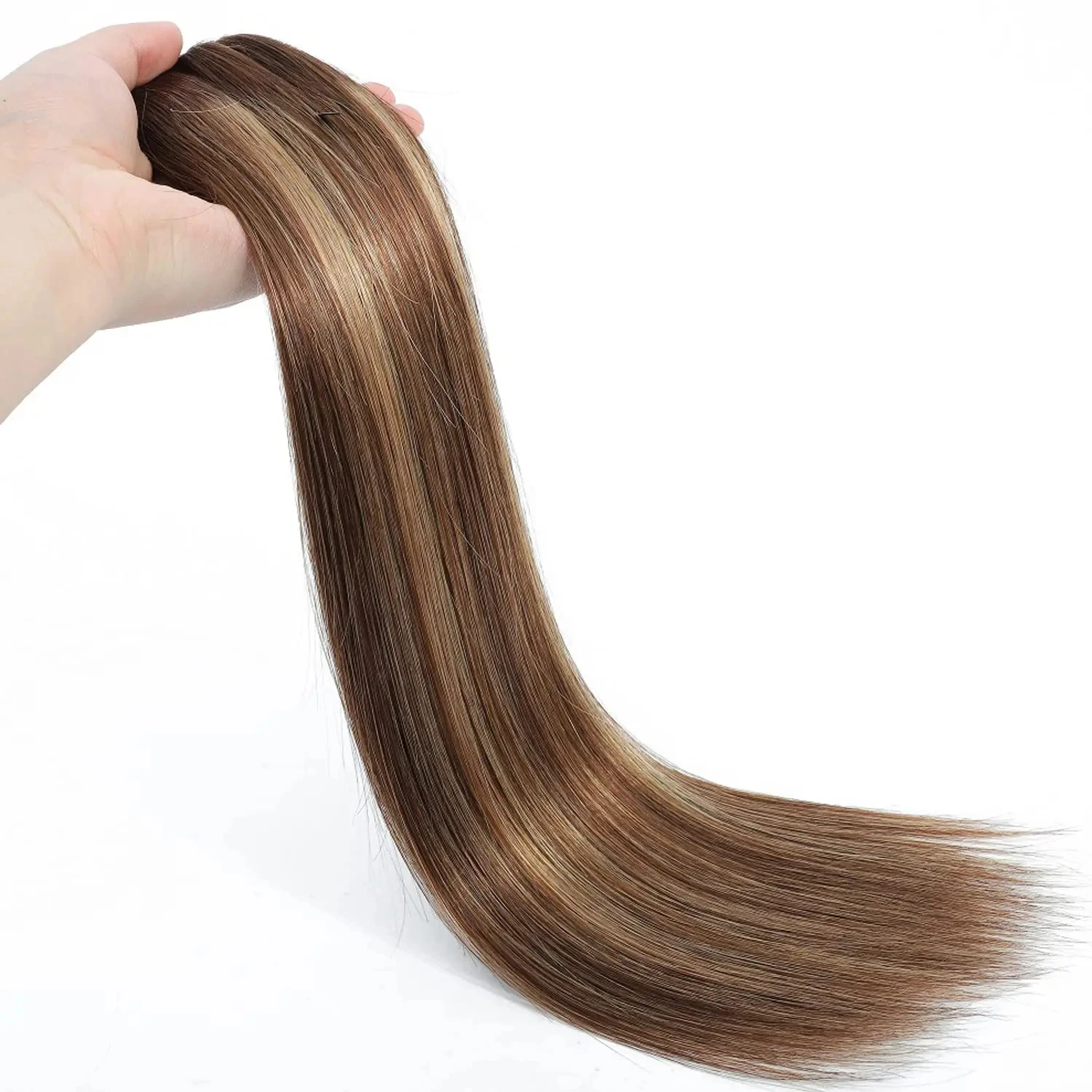 Extensiones de cabello humano liso con doble trama, extensiones de cabello con Clip n. ° 4/27, 120G por paquete, 8 piezas