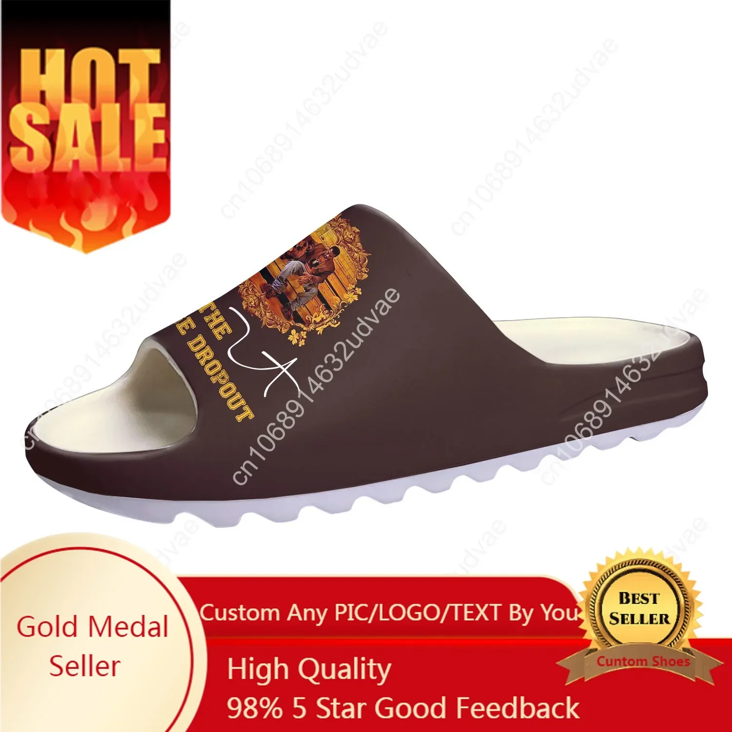 Kanye West Custom Made Soft Sole Sllipers Home Clogs Step On Water Shoes Mens Womens Teenager Bathroom Beach Step In Slliper