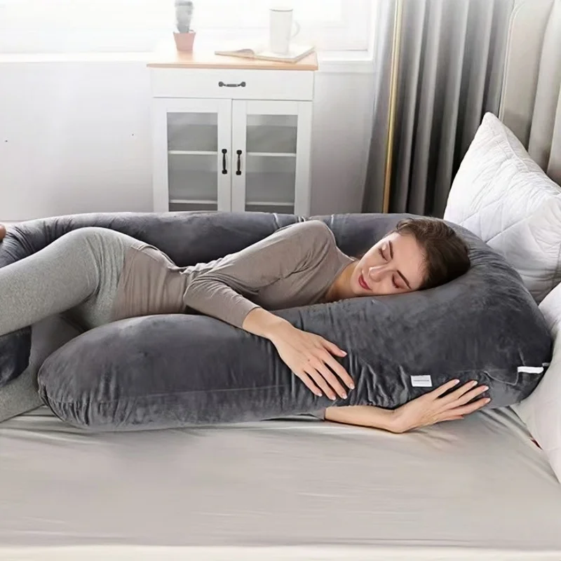 175*90cm Fleece Pregnant Women Pillow Full Surround Sleeping Pillows U/J Type Body Support For Back Belly Hip Leg Relax Cushions