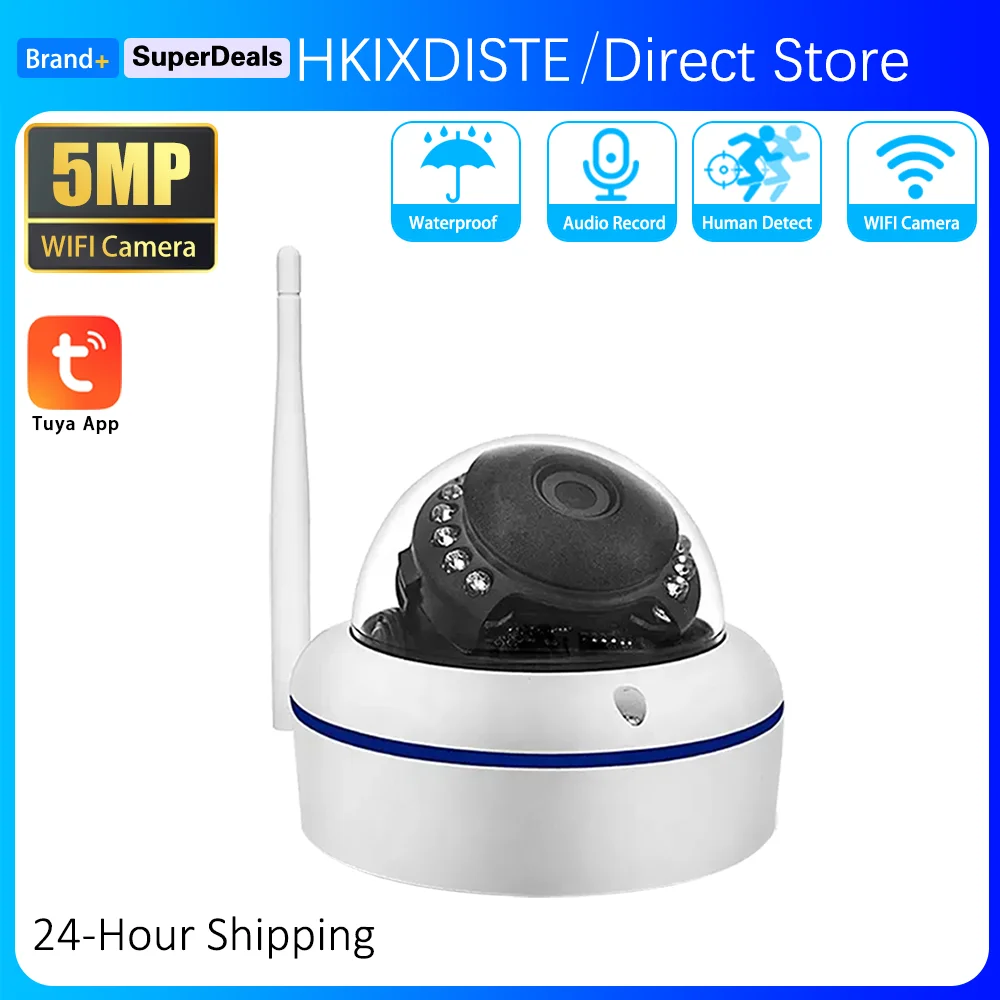 

Tuya APP 5MP FishEye Panorama Security HD 3.6mm Lens Wide Angle Audio Record Human Detection CCTV Network Dome Wifi Camera P2P