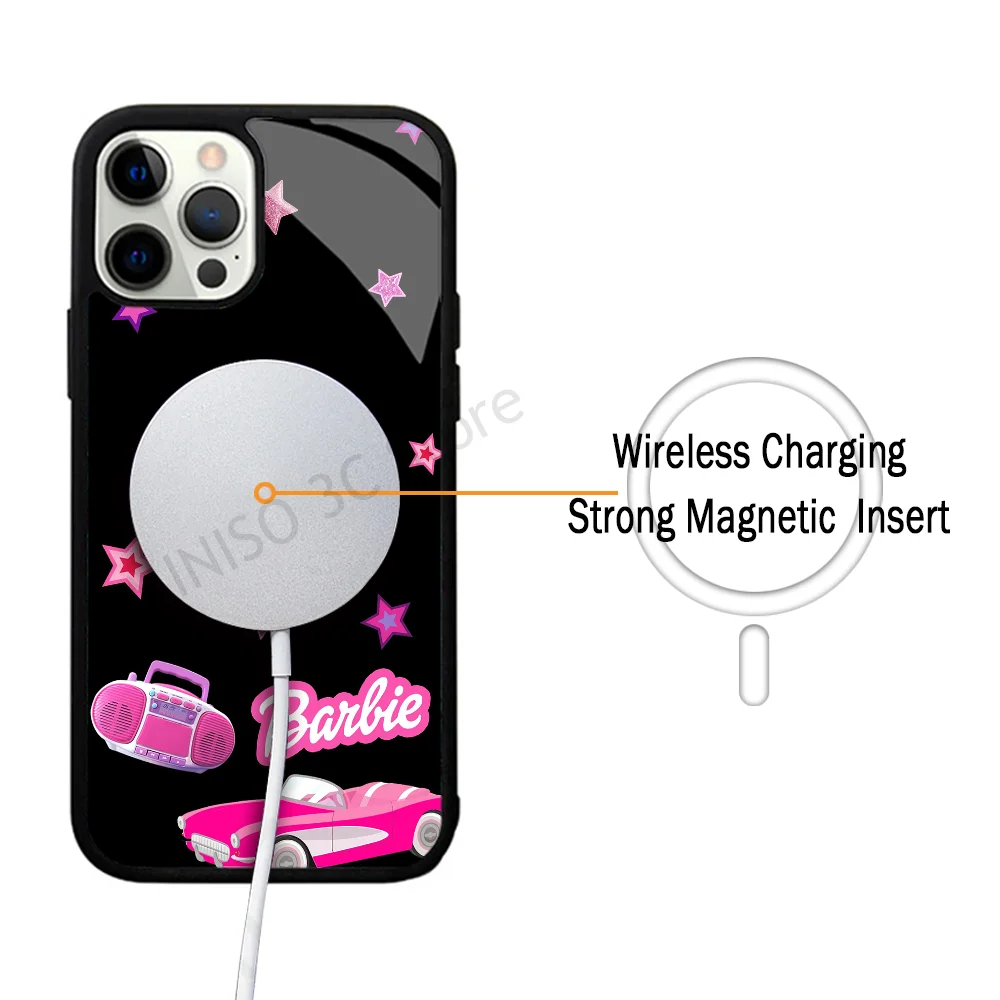 Cool Pink Phone Case Strong Magnetic For IPhone 15 14 13 Pro Max 11 12 Mini B-Barbies For Magsafe