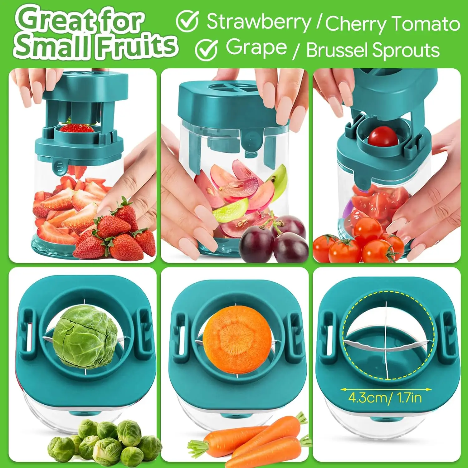Small Fruit Cutter with Storage Creative Strawberry Grape Egg Slicer with Stainless Steel Blade Quick Make Salad Kitchen Gadget - view 6