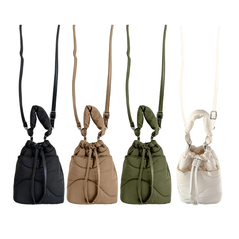 Fashionable Ladies' Padded Nylon Bucket Bags Trendy and Comfortable Shoulder Bag Handbag for Women 066F