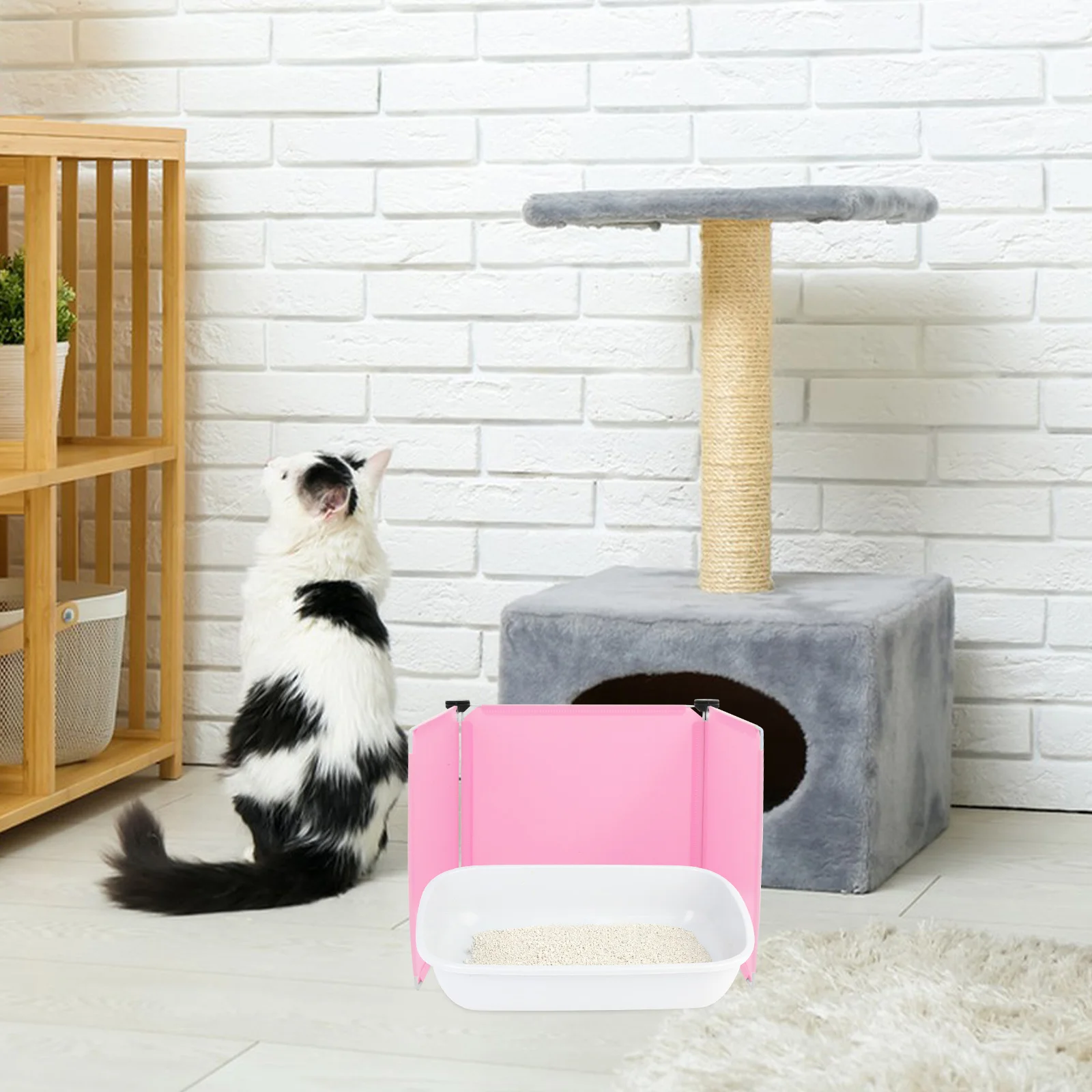 

3pcs Cat Litter Box Enclosure Splash Guard Privacy Shield For Large Litter Pan Pet Toilet Protection Reusable Plastic Cover Home