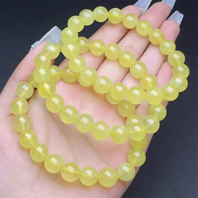 10MM Natural Gold Prehnite Bracelet String Charms Handmade Fortune Energy Bangle Mineral Woman Amulet Jewelry Gift