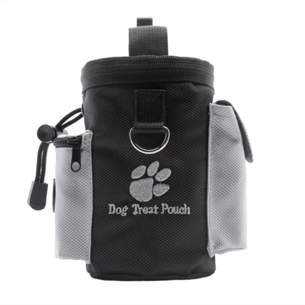 Black Outdoor Portable Feeding Pet Dog Treat Pouch Dog Training Bags Pet Snack Food Container Puppy Snack Reward Waist Bag