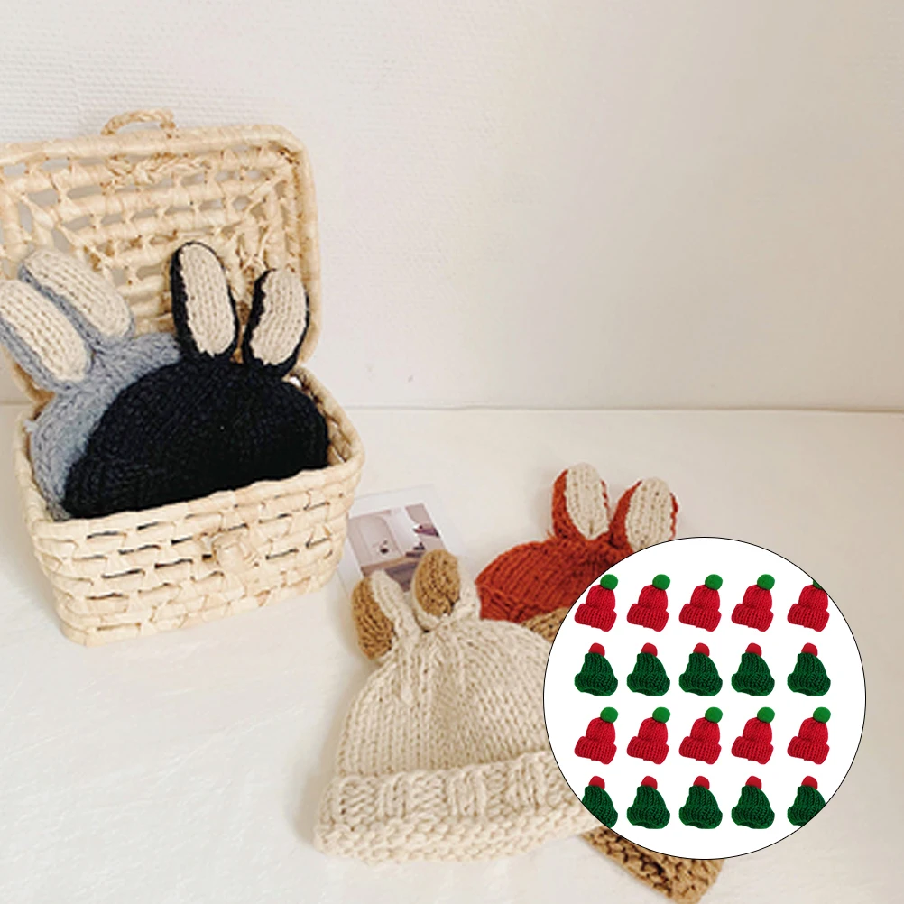 

20 Pcs Mini Santa Hat Kids Christmas Decorations Hats Bulk Small Knitted Claus Knitting Wool Assorted Child