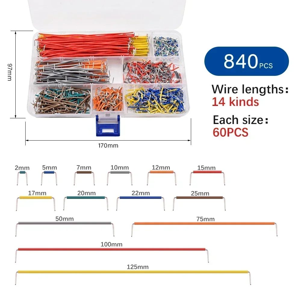 140/560/840pcs Electronic Diy Bread Circuit Board Jump Wire Test U Shape Solderless Prototype PCB Breadboard Jumper Cable Kit