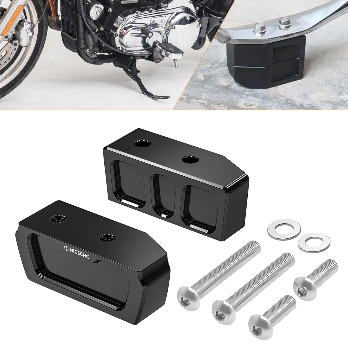 

For 03-19 Harley Sportster 1200 Iron 883 XL1200 XL883 Forty Eight Seventy Two Roadster Nightster Super Low Kickstand Lift Block