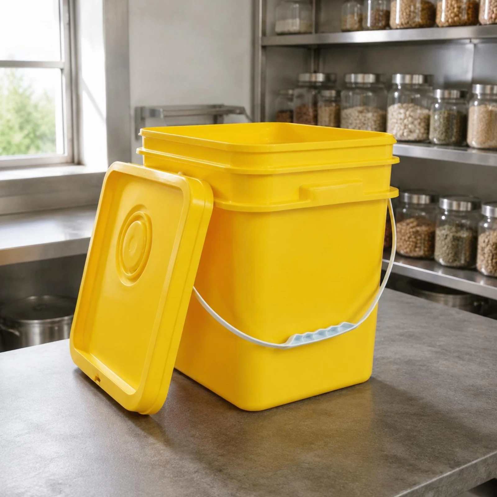 16L Square Pail Thickened Square Plastic Pail Storage Container Sturdy Multi-Use for Paint Mixing, Packaging