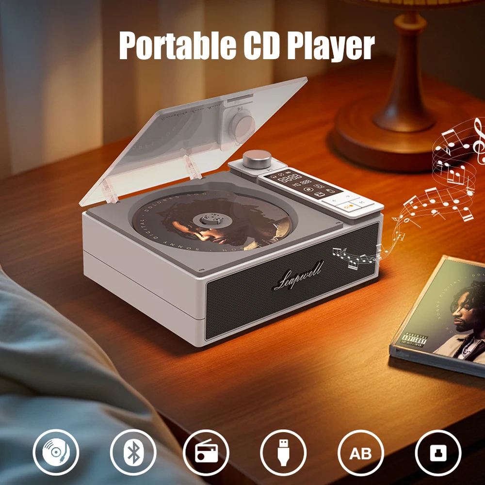 

Многофункциональный альбом CD-плеер Ретро-дисковая музыкальная машина Встроенный Bluetooth-динамик HIFI Чистый звук Поддержка качества USB TF-карты