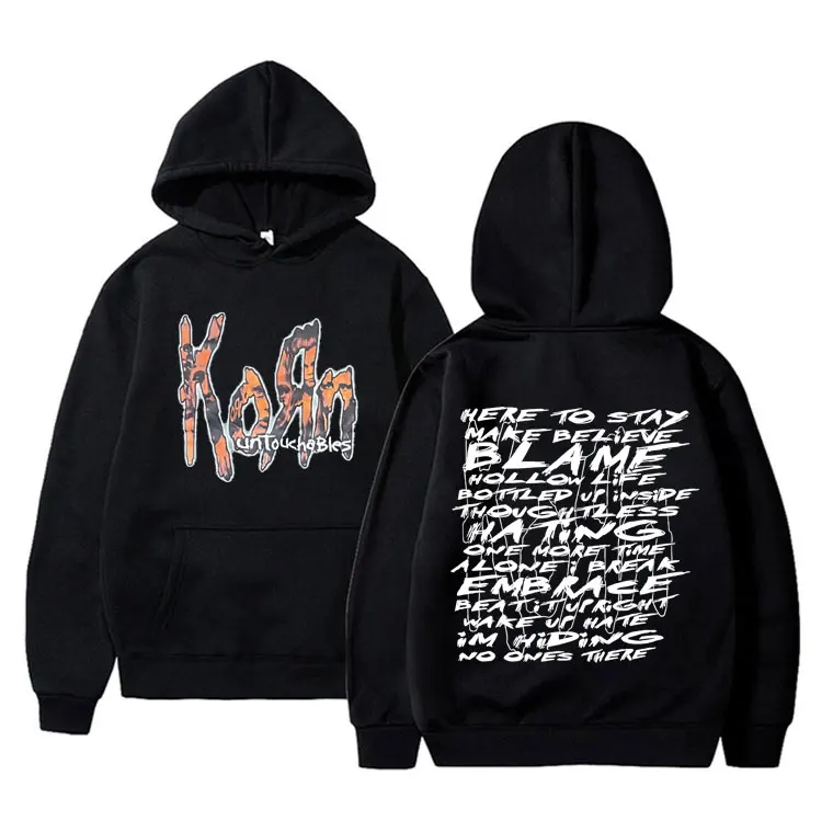 Vintage Korn Rock Band Untouchables Album Music Graphic Hoodie Men Women Fashion Loose Oversized Sweatshirt Male Gothic Clothes