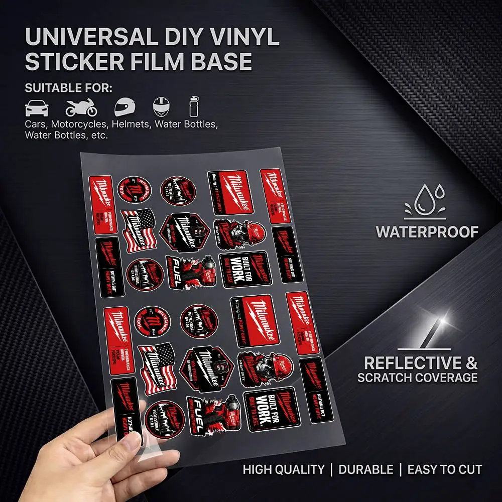 M-mIlWaUkEe-E Waterproof Reflective Scratch Cover Sticker Universal Decor Decal For Car Motorcycle Helmet Refrigerator