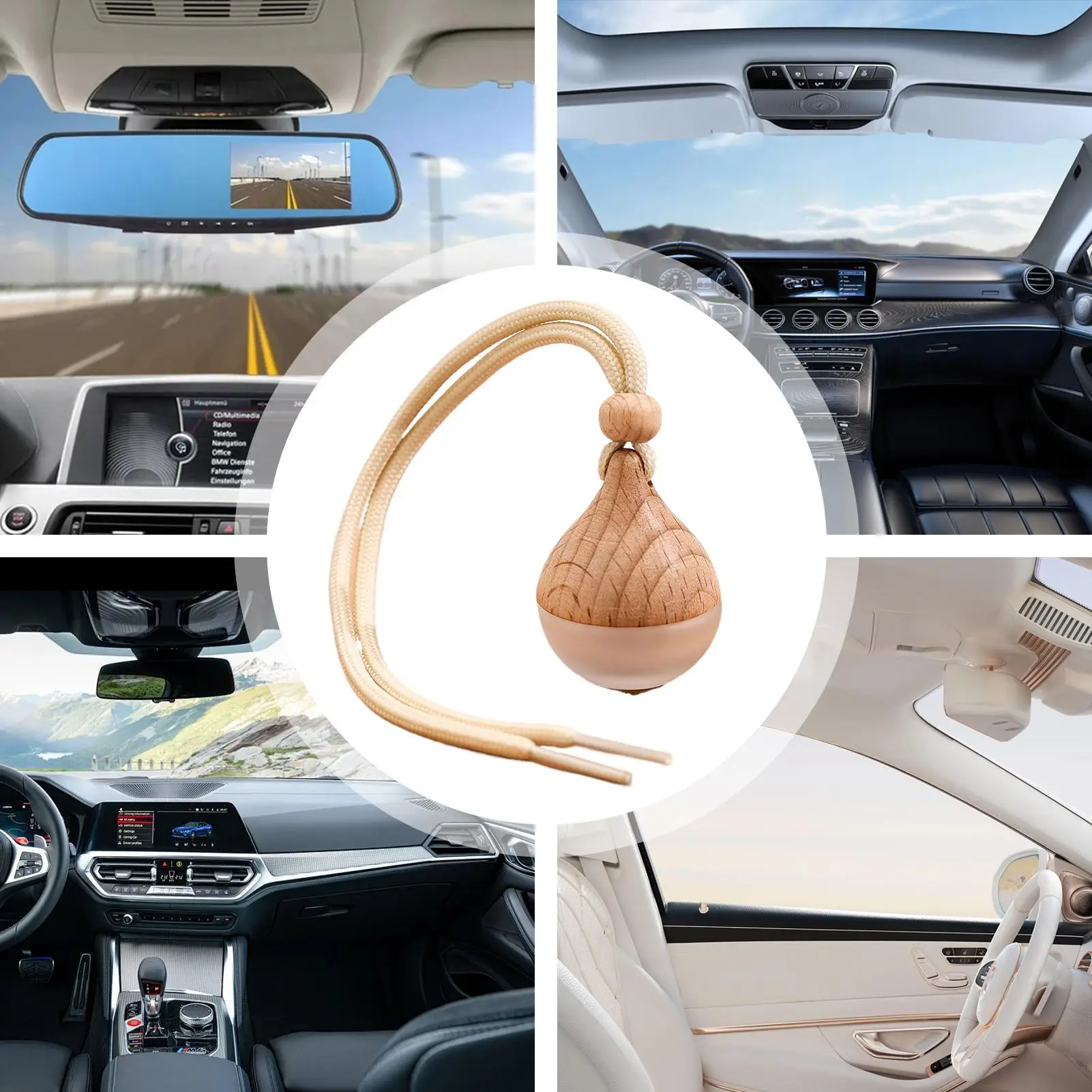 

Car Fragrance Diffuser Bottle Reusable Glass Car Perfume Hanging Ornament Teardrop Shape Small Perfume Bottles