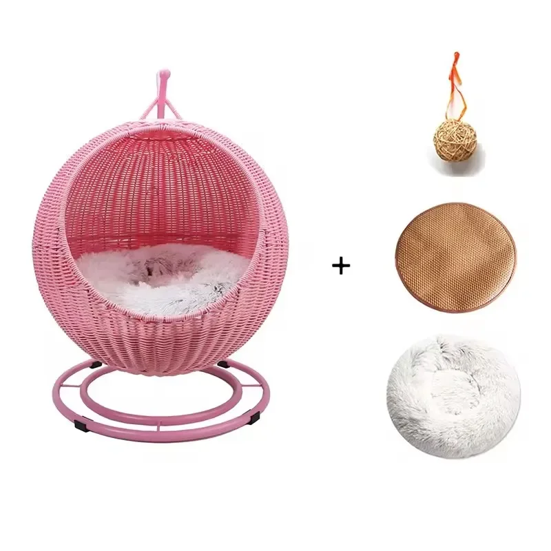 

Washable Cat Nest Poly Rattan Weaving Cat Hanging Basket Bed Pet dog Hanging Swing Hammock Pet Bed