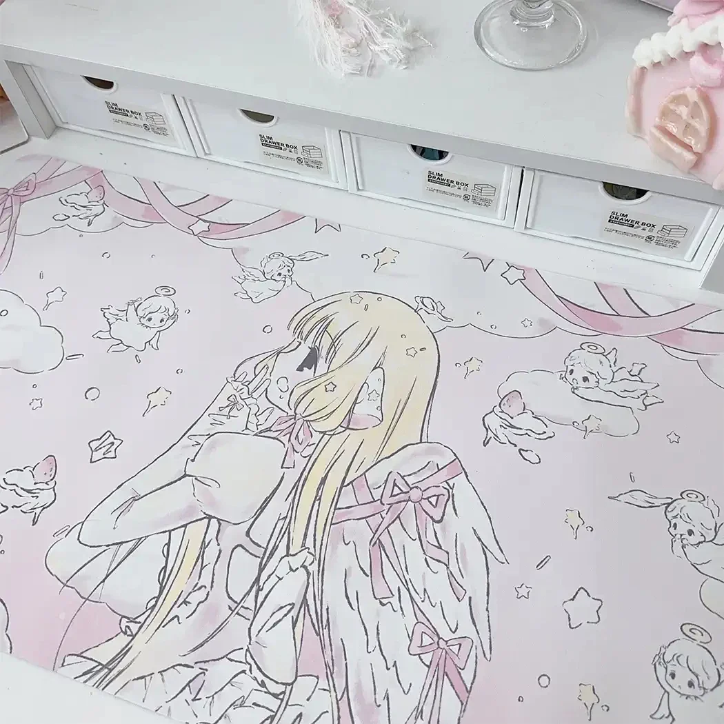 Kawaii Ins Style Pink Anime Podkładka pod mysz Duża wodoodporna i antypoślizgowa podkładka na stół do jadalni Urocza podkładka pod klawiaturę komputerową dla studentów