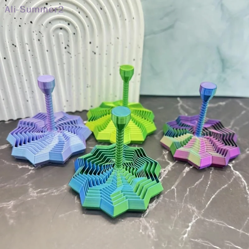 {Summer2} Étoile sensorielle extensible imprimée en 3D de 4,33 pouces, jouet fractal octogonal avec poignée amovible