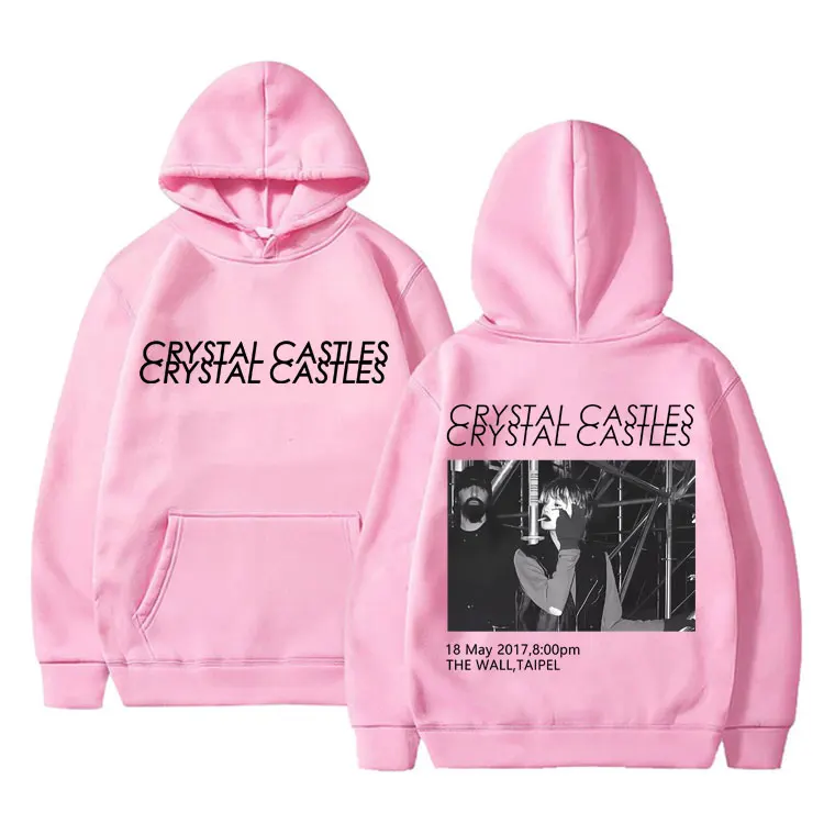 Canada Band Crystal Castles Double Sided Print Hoodie Men Women Gothic Punk Sweatshirt Men's Rock Oversized Pullover Streetwear