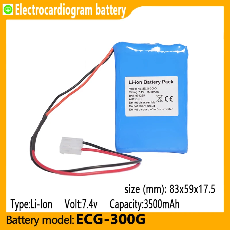 

ECG-300G capacity 3500mAh 7.4V li-ion battery, suitable for CONTEC ECG-300G, ECG-300GT, CARDIPIA 800B electrocardiograph