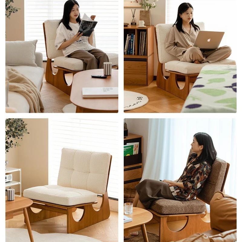 Cloud Solid Wood Leisure Sofa Balcony Lazy Chair Living Room Nordic Single Cherry Wood Disassembly