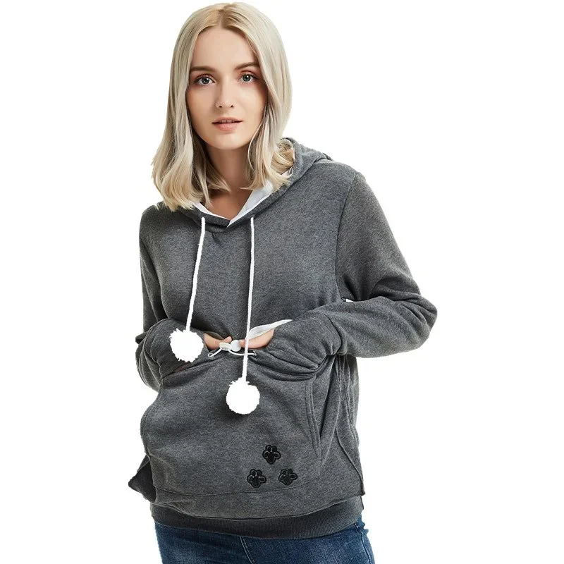 Cat Lovers Hoodies Pouch Dog Hoodies For Casual Kangaroo Pet Paw Pullovers Cuddle  Sweatshirt Pocket Animal Ear