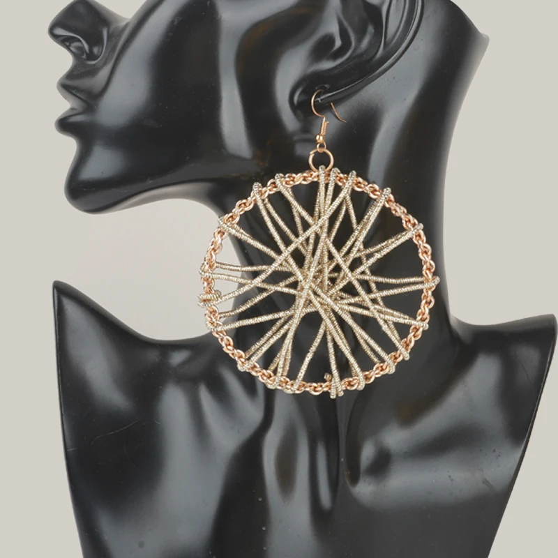UKEBAY New Bohemian Style Metal Earrings Round Wrapped Retro Accessories Personalized Party Accessories Women Fashion Earrings image 2