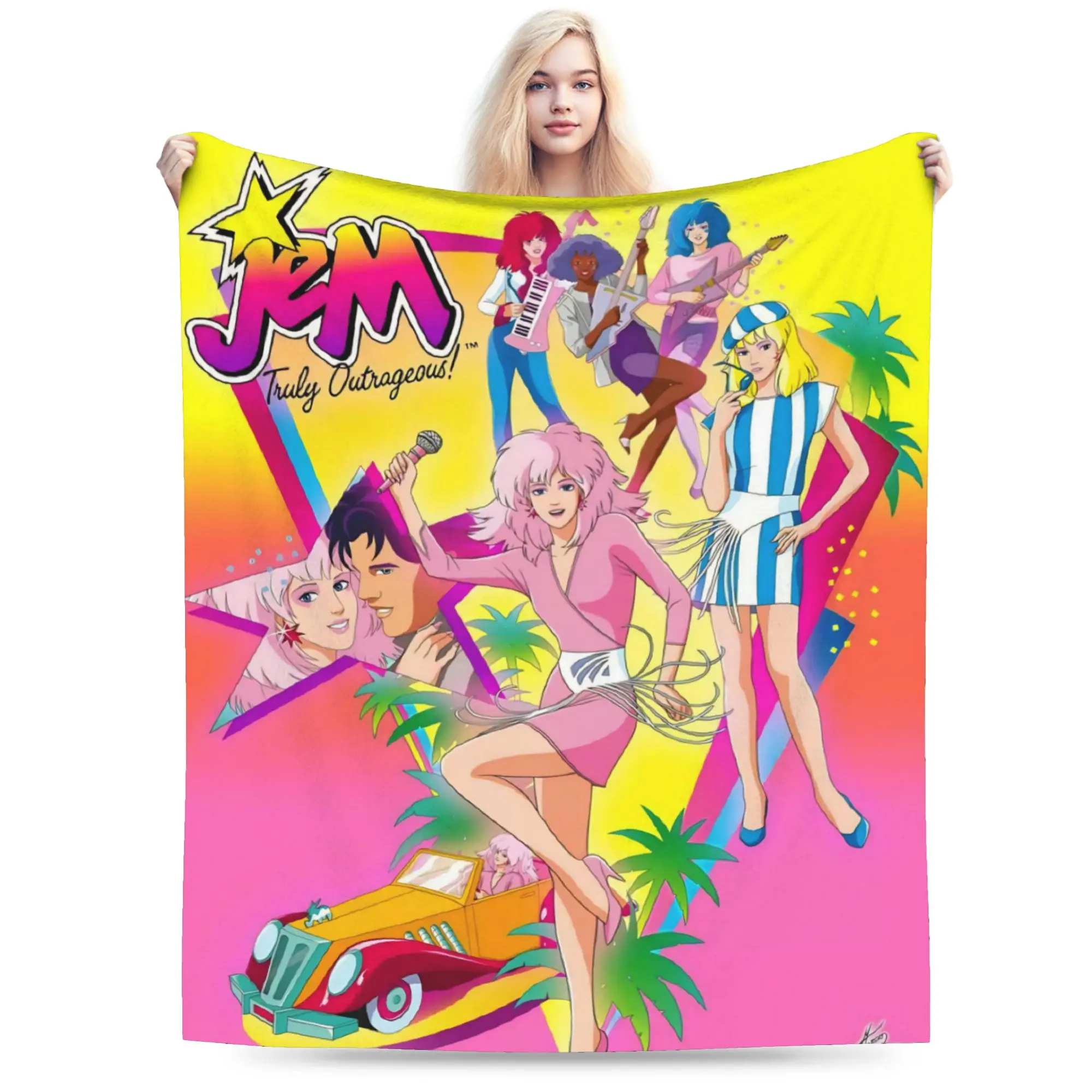 Jem And The Holograms Gift Blanket For Men Women Cozy Soft  Throw Blankets for Bed 50x60 Inches Multiple Sizes