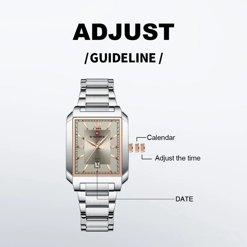 NAVIFOECR Modische, lässige Damenuhr, Edelstahlarmband, leuchtende Zeiger, Datumsanzeige, 3 ATM wasserdicht, Jubiläumsgeschenkuhr