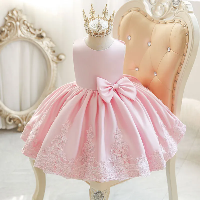 Girls Dress Baby's First Birthday Wedding Flower Girl Dress Cross-Border Pink Children's Host Piano Troupe