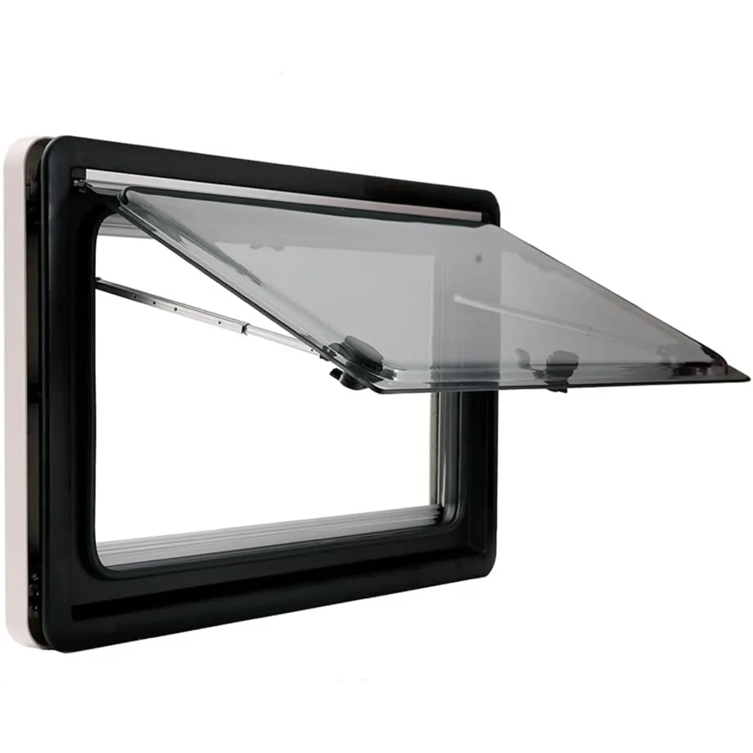 Eapmic RV Caravan Motorhome أعلى نافذة مفصلية دفع خارجي (450 * 500 مم / 17.72 * 19.69 بوصة) - أكريليك رمادي ملون - أمامي وداخل